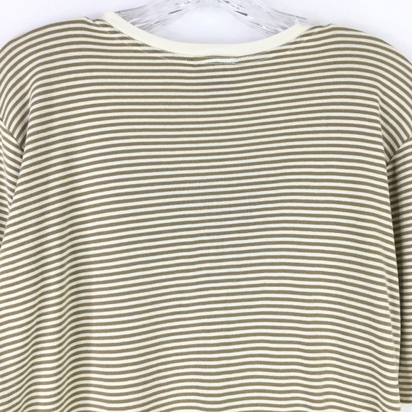 Drawstrings of Malibu Size L Travel T-Shirt Stripe Scoop Neck Beige Cream USA - Picture 4 of 7